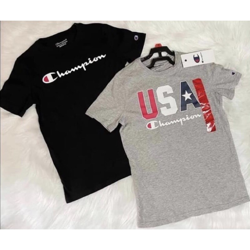 Set 2 áo Champion Youth Short Sleeve Tee - Black/ Grey, size M (10/12)