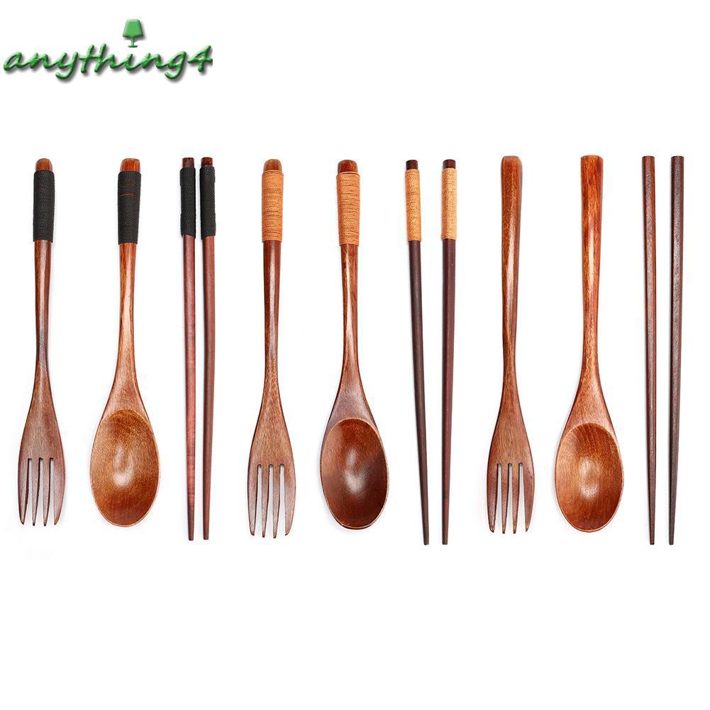 Bộ muỗng nĩa và đũa gỗ tiện dụng phong cách Nhật Bản dễ mang theo