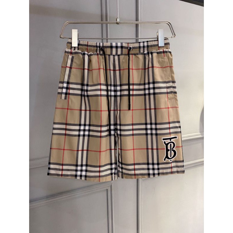 quần đùi nam cạp chun có dây ống rộng kẻ caro Burberry BBR