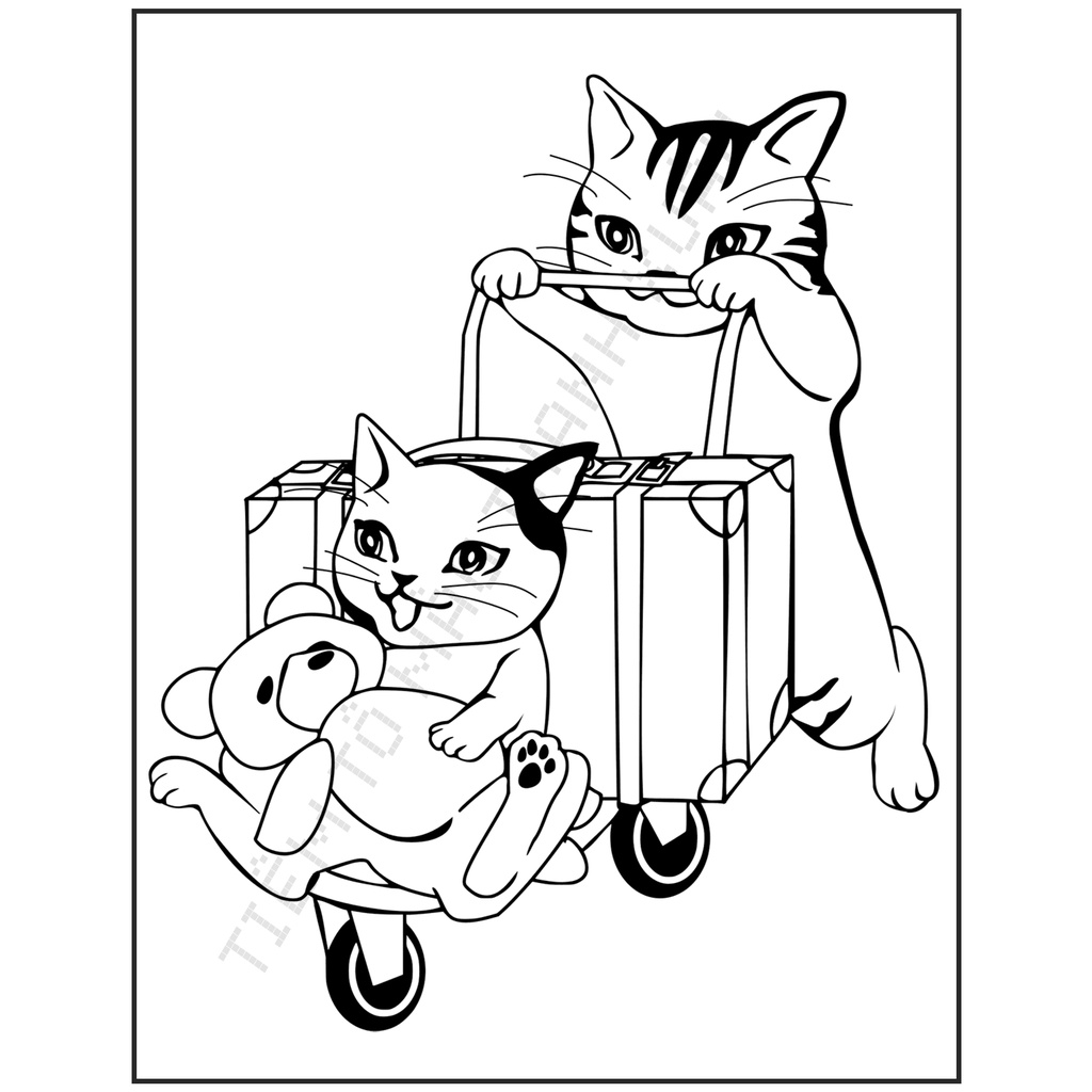 Set 30 Tờ Tranh Tô Màu Thế Giới Loài Mèo Vui Nhộn Tô Màu Sáp, Màu Chì - Tiệm Tô Màu Thanh Xuân