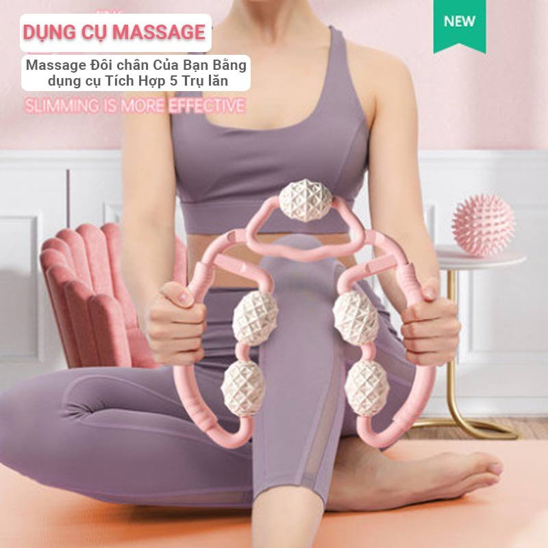 Con Lăn Massage Làm Bắp Chân/Tay Thon Gọn Giãn Cơ Tập Yoga Tiện Lợi - Cao Cấp, Nhựa PP An Toàn 360 Cấu Trúc 4D