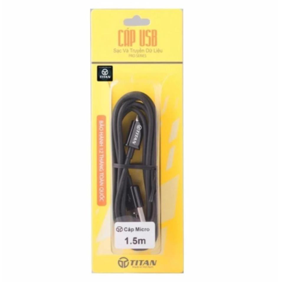 Cáp sạc Micro USB dài 1.5m TITAN CA10 - Bảo hành 12 tháng