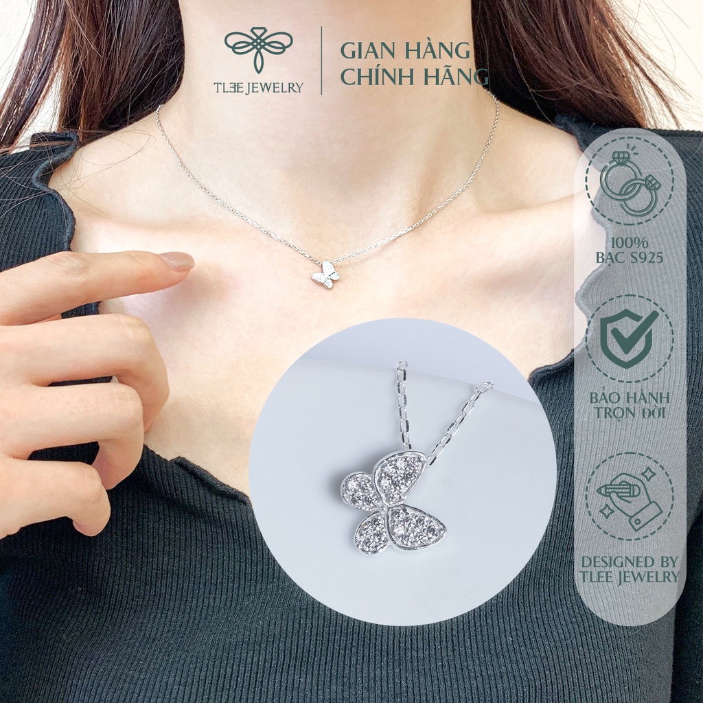 Dây chuyền bạc nữ TLEE mặt hồ điệp nạm đá lấp lánh NCJ D0102