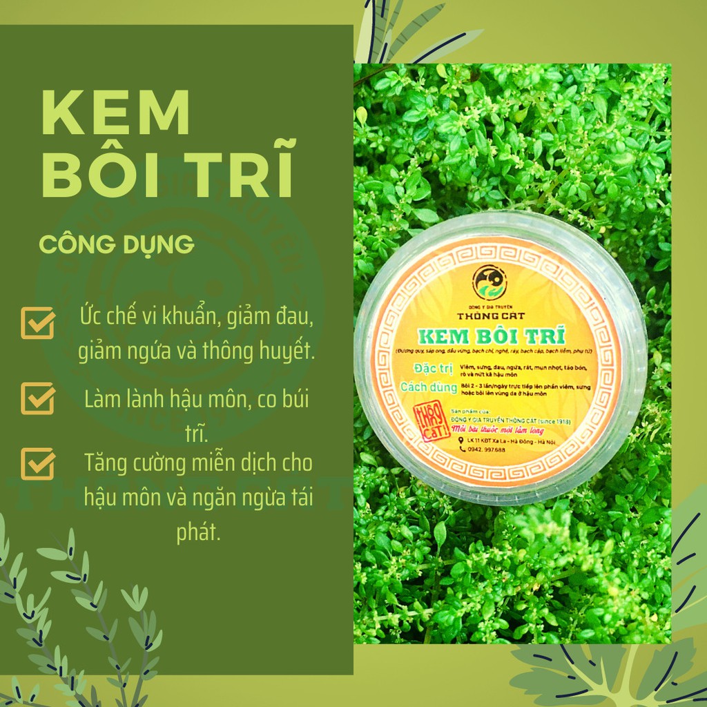 Kem bôi trĩ Đông y gia truyền Thông Cát (Since 1918) hỗ trợ trĩ nội, trĩ ngoại làm mềm dịu da, co búi trĩ, teo trĩ