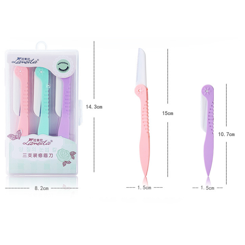 [Hàng mới về] Set 3 Dao cạo tỉa lông mày có thể gập gọn chuyên dụng tiện lợi cho nữ
