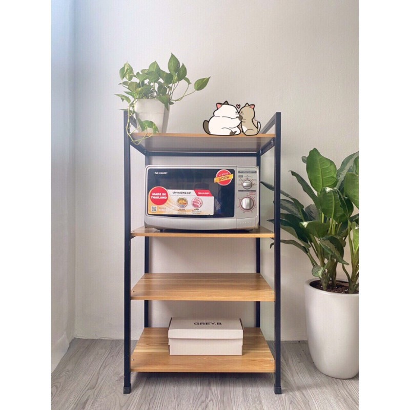 Kệ Để Lò Vi Sóng 4 Tầng Khung Sắt Sơn Tĩnh Điện, Gỗ MDF Cao Cấp - Kệ Bếp Đa Năng - Bảo Hành 6 Tháng