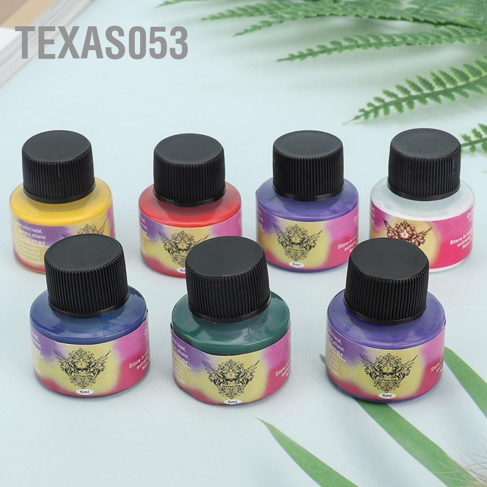 Hàng Sẵn Bộ 7 màu Mực Hình xăm lâu dài cho người mới bắt đầu【Texas053】