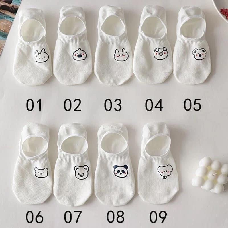 Set 9 đôi tất trơn chống trượt cute , tất cổ ngắn