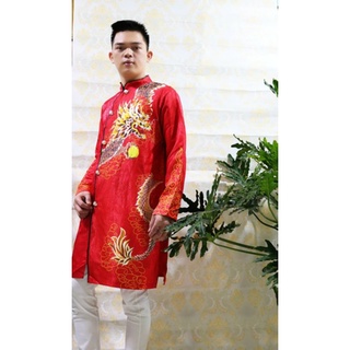 Áo dài cách tân nam vải gấm