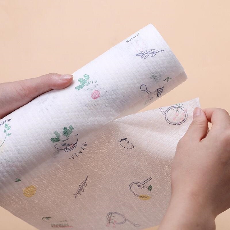 Giấy Lau Đa Năng Khăn Giấy Lau Khăn Giấy Lau Bếp Giấy Lau Bếp,Cuộn 50 Tờ Dai Giặt Tái Sử Dụng Họa Tiết Đẹp