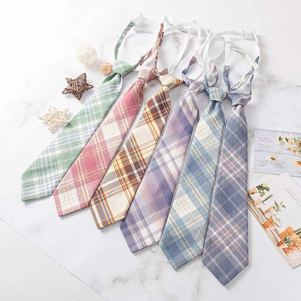 Cà vạt đồng phục thủy thủ họa tiết sọc caro cổ điển thanh lịch có thể tháo rời