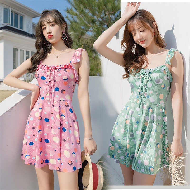 Bộ đồ bơi nữ dáng váy tôn dáng họa tiết nữ tính chất thun dày đẹp