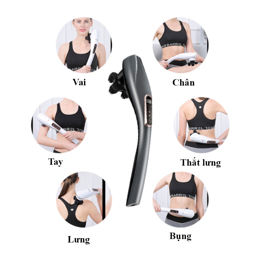 Máy Đấm Lưng Massage Cầm Tay Sạc Pin Không Dây 6 Đầu Phiên Bản Mới Nhất 2021