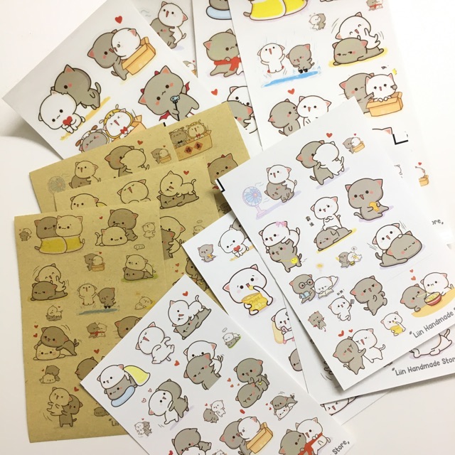 Sticker Mochi peach cat dán trang trí planer, scrapbook,....size nhỏ 3-5cm