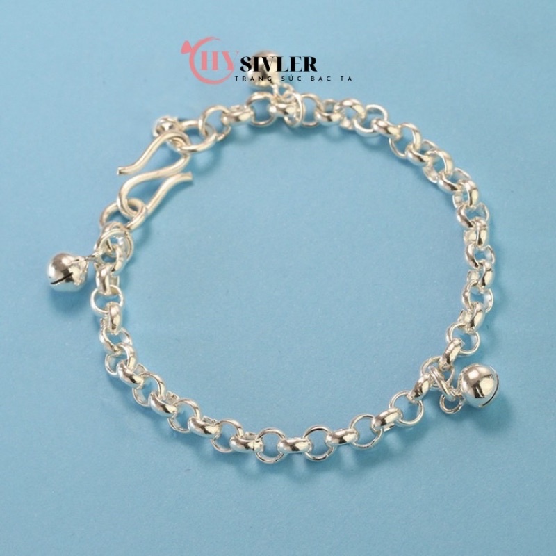 Vòng tay bạc ta cho bé 1-3 tuổi 3 bi xinh xắn họng mo lắc tay cho bé bạc thật giá rẻ CHY SILVER