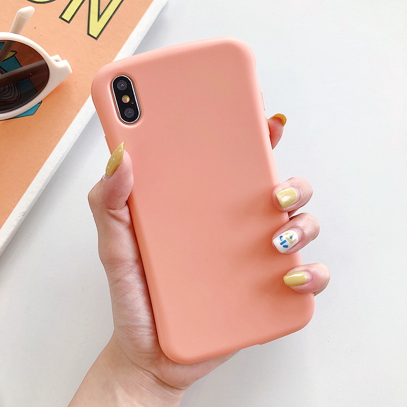 Ốp điện thoại màu trơn đơn giản có đường cong cho iPhone6plus 78plus ixs max | BigBuy360 - bigbuy360.vn