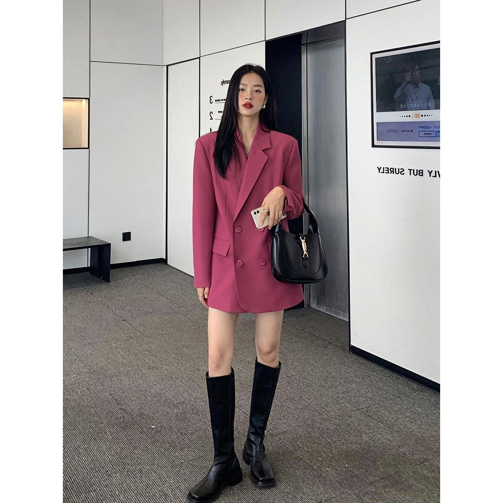 Áo khoác blazer dáng rộng dài vừa nhiều màu tùy chọn phong cách Hàn Quốc 2022 thời trang xuân thu mới cao cấp cho nữ