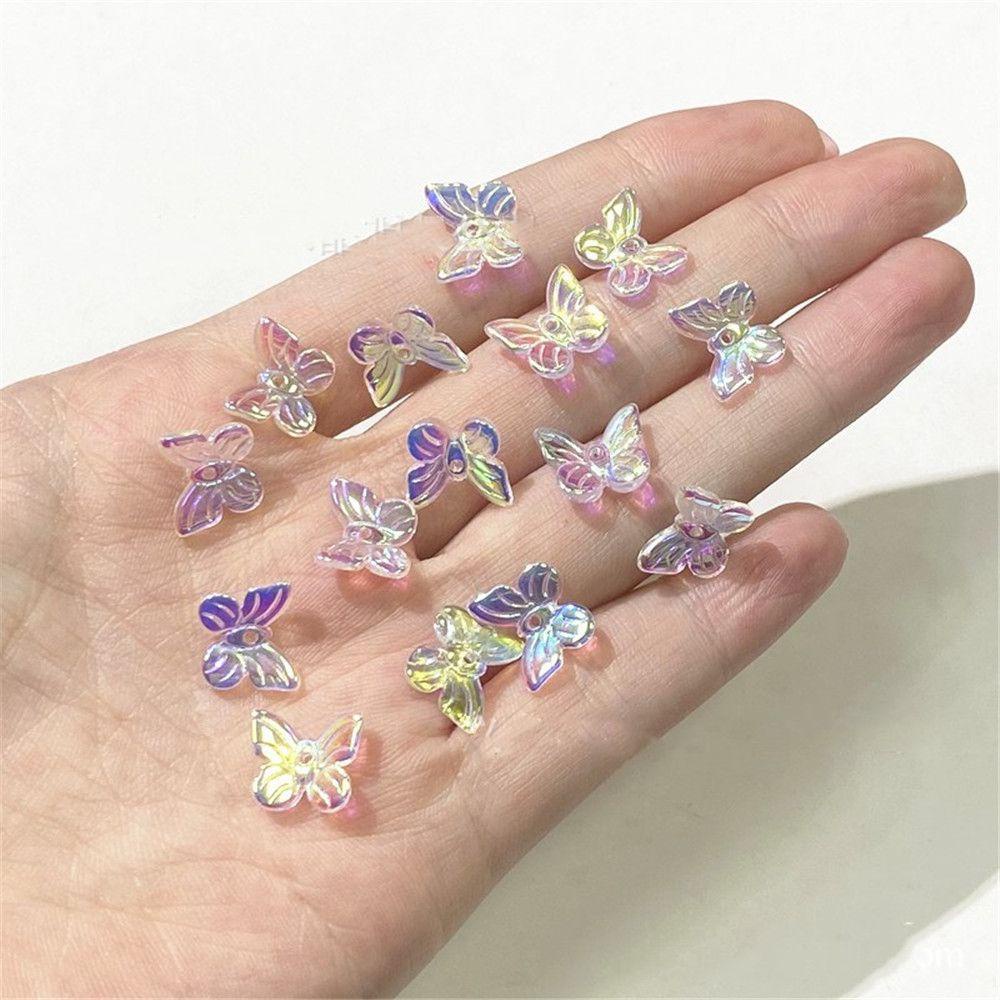 BORAG Set 100 Hạt Thủy Tinh Nhiều Màu Sắc Hình Bướm Làm Trang Sức Thủ Công Kính