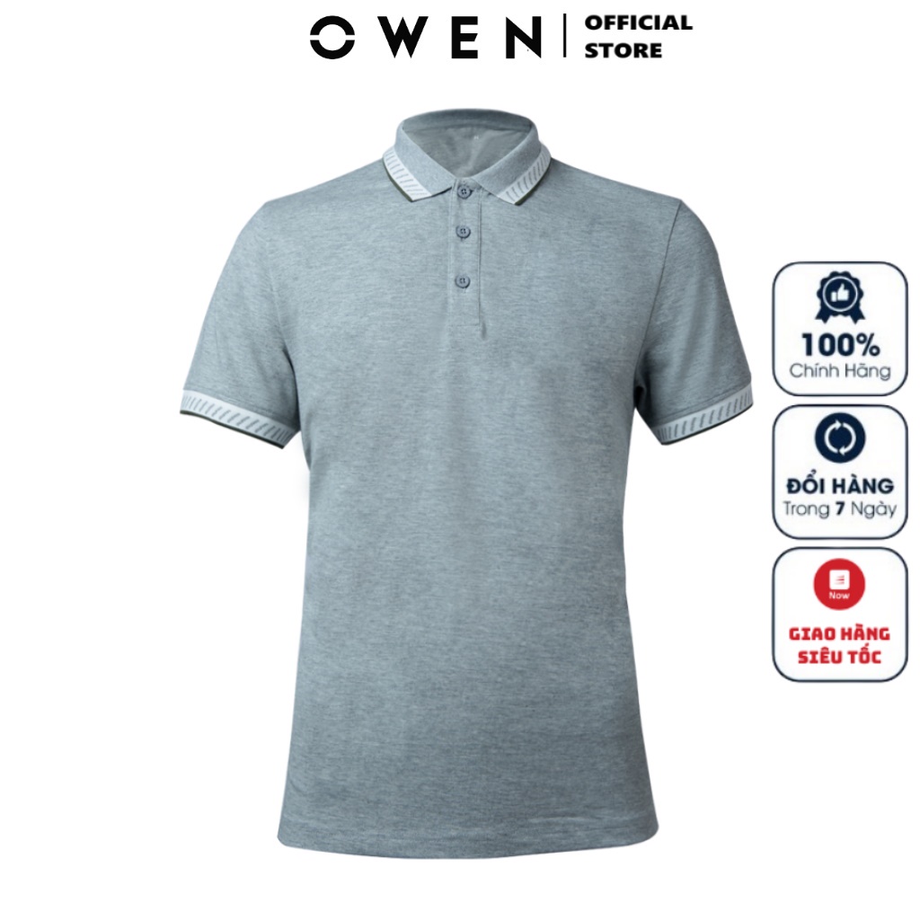 Áo Thun Polo Nam Ngắn Tay Có Cổ Bẻ OWEN APV220336 Áo Phông Màu Xanh Xám Nhạt Vải Cotton Cao Cấp Mềm Mát Dáng Body Fit