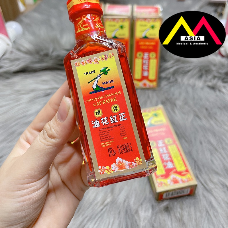 Dầu nóng Hồng Hoa hiệu cây búa , dầu gió giảm đau cơ lưng thấp khớp chuột rút bong gân bầm tím massage singapore 32ml