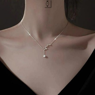 Dây chuyền Bạc ý 925 hình học mặt đá Sterling Silver