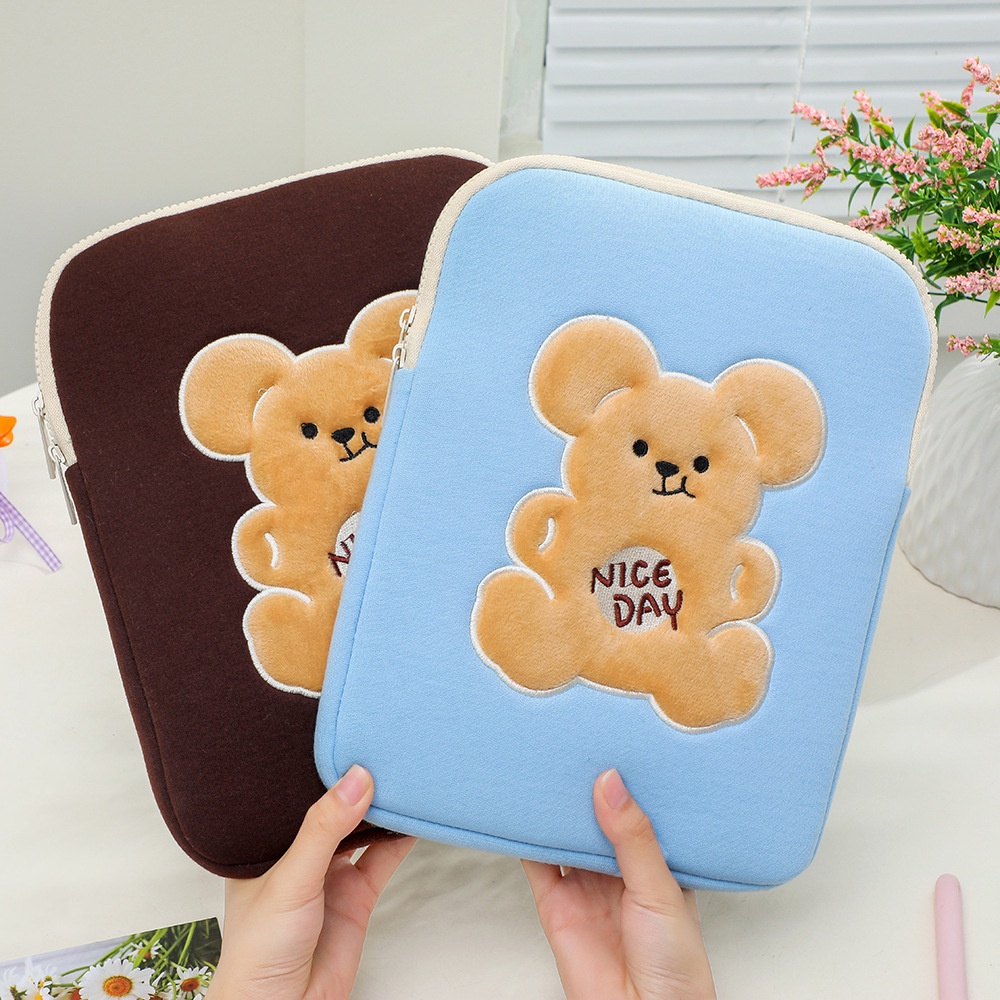 Túi đựng máy tính bảng 9.7-11 Inch in họa tiết gấu hoạt hình phong cách Hàn Quốc