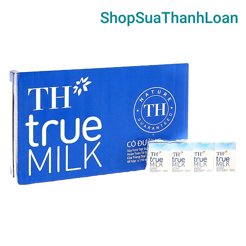 [HSD T3-2022] Thùng Sữa tươi tiệt trùng TH true MILK CÓ ĐƯỜNG 110ml