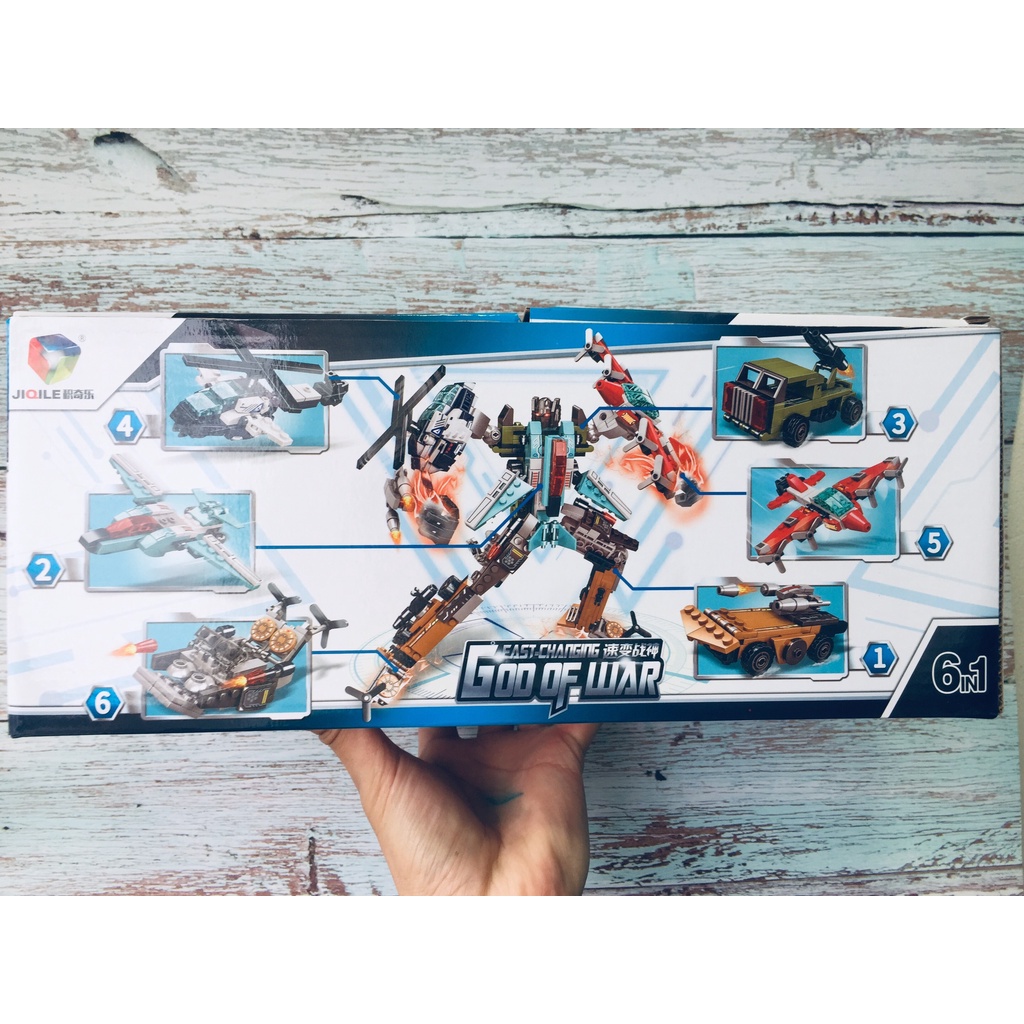 Bộ lắp ghép lego rô bốt người máy biến hình phương tiện giao thông 6 in 1 với 513 chi tiết