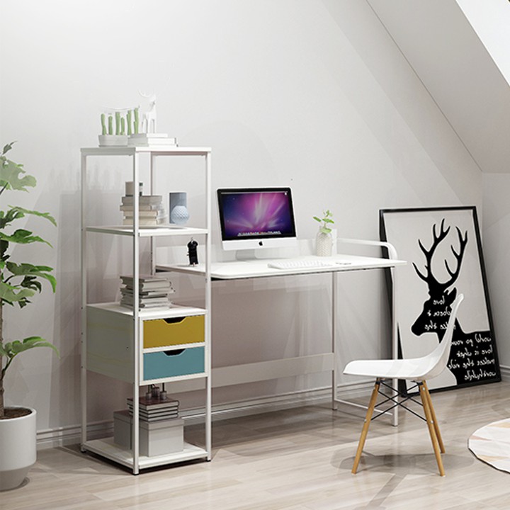 BÀN LÀM VIỆC LIỀN KỆ SÁCH, BÀN HỌC KÈM GIÁ SÁCH, CÓ NGĂN KÉO (KÍCH THƯỚC 122x40x110cm) | BigBuy360 - bigbuy360.vn