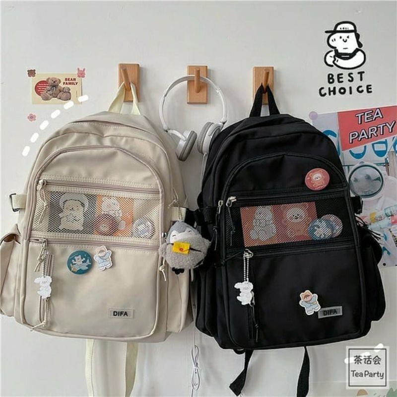 balo nữ thời trang, ba lô đi học, balo unisex. B141 balo 1dkd lưới difa