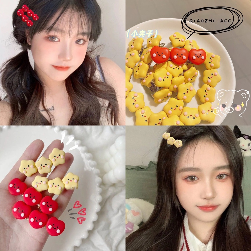 Kẹp Tóc Hình Ngôi Sao/Trái Tim Dễ Thương Cho Học Sinh