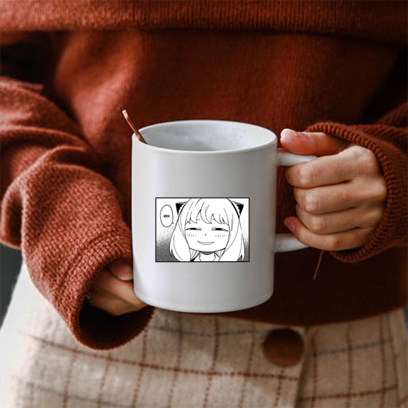 Cốc sứ trắng in hình Anya Spy x Family Gia đình điệp viên anime chibi dễ thương xinh xắn