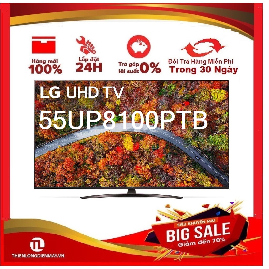 55UP8100PTB - MIỄN PHÍ CÔNG LẮP ĐẶT HCM - Smart Tivi LG 4K 55 Inch 55UP8100PTB ThinQ AI , Hệ Điều Hành webO