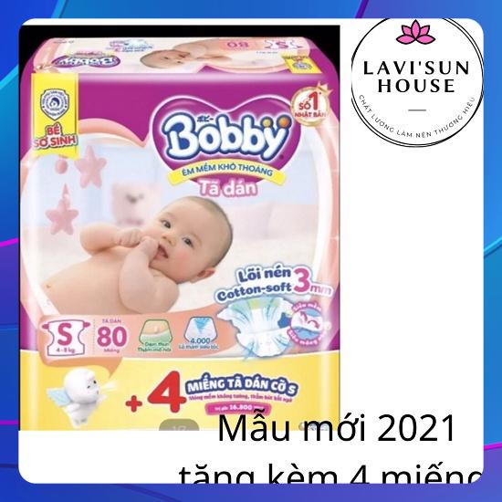 Bĩm dán bobby,tã dán sơ sinh siêu thấm bobby đủ size xs70 s56 s80  tặng kèm thêm miếng mẫu mới lõi nén thần kỳ