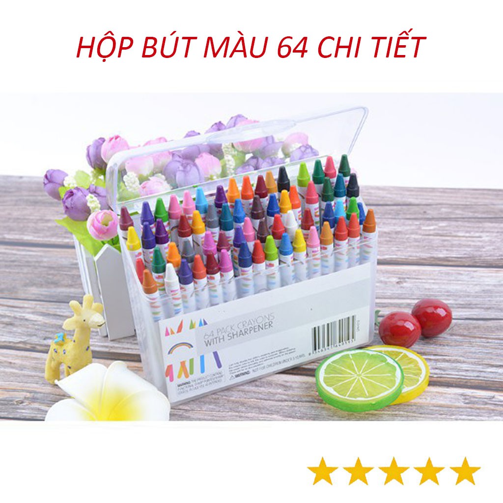 Hộp Màu Tô 64 Chi Tiết Cho Bé Tập Tô, Tập Vẽ Thỏa Thích Phát Triển Tư Duy Và Tính Sáng Tạo