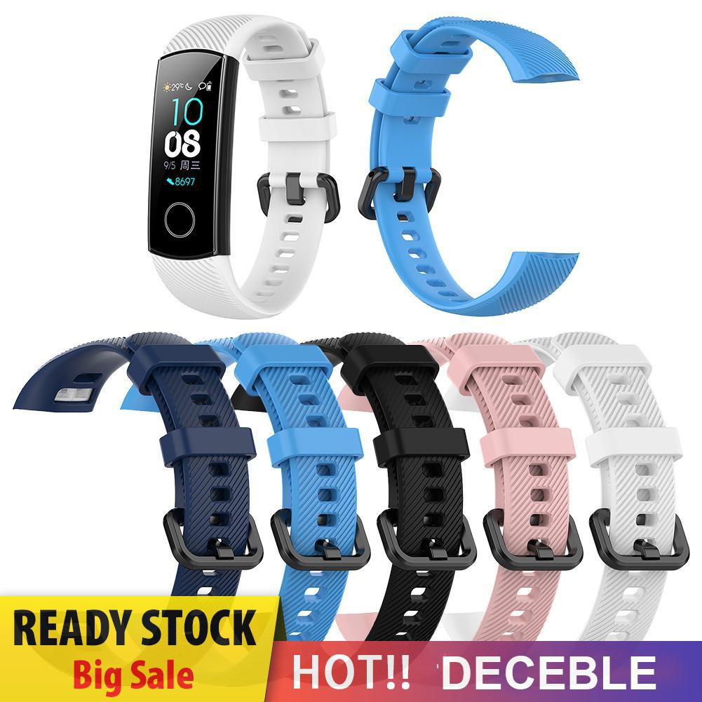 Deceble Silicone Wrist Strap Watch Band w/Steel Buckle for Huawei Honor Band 5/4