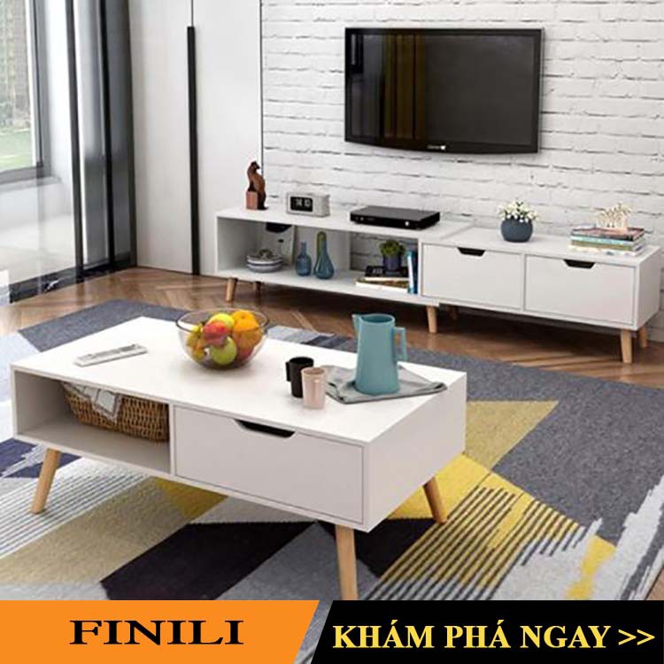 💟Combo kệ tivi và bàn trà để sàn dành cho phòng khách thông minh có thể thay đổi kích thước FNL-81/FNL-82