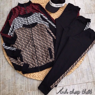 SET THỂ THAO FENDI 3 MÓN ( áo khoác - áo 2 dây mặc trong + quần )