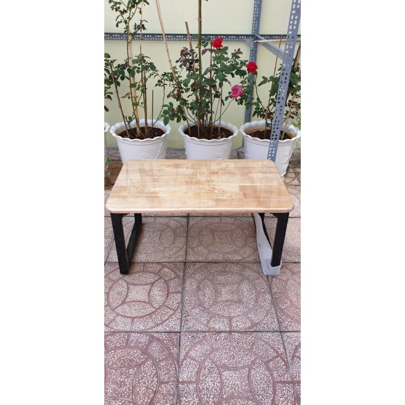Bàn Gỗ chân Sắt (GIẢM NGAY 15K)ngồi Bệt bo tròn viền cạnh 40*80*35 | BigBuy360 - bigbuy360.vn