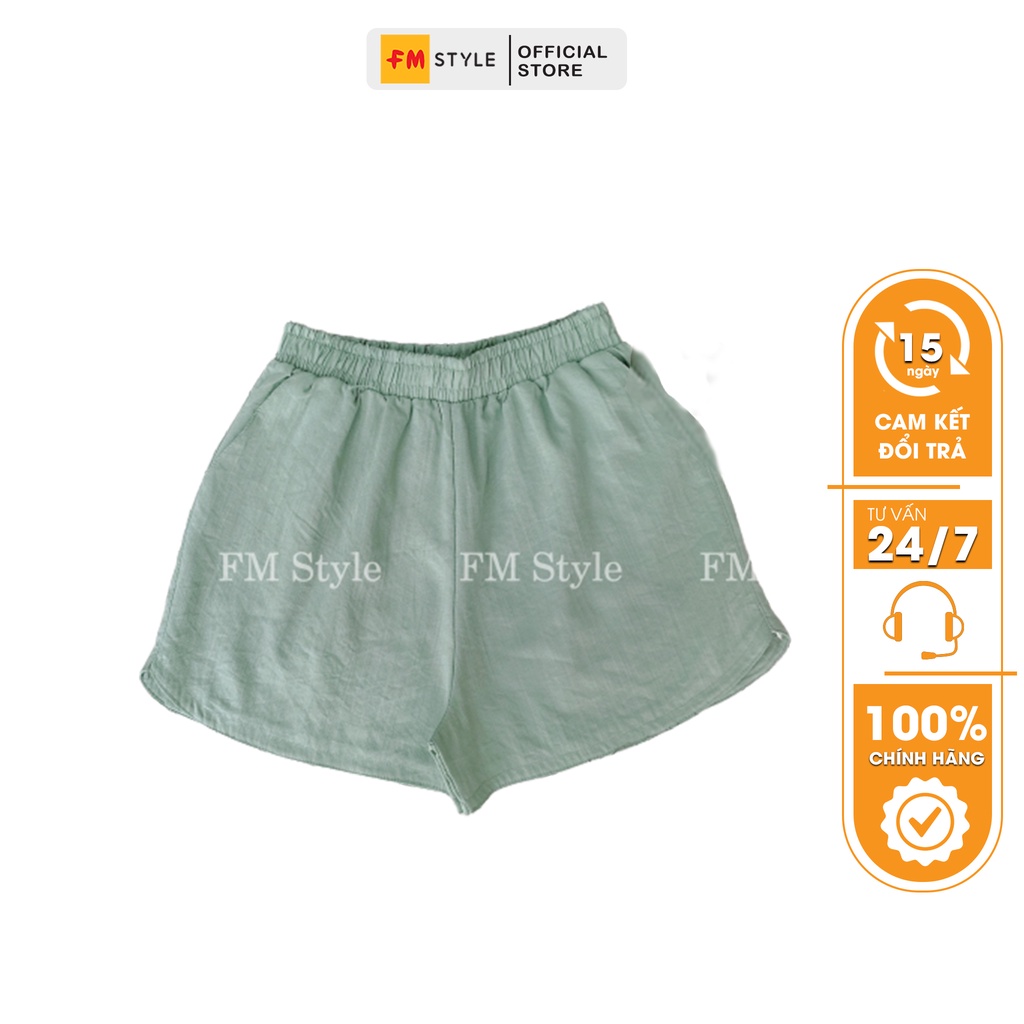 Quần đùi nữ FM Style short ống rộng lưng cao mặc nhà cao cấp chất thun co giãn thấm hút mồ hôi ngày hè 220312501