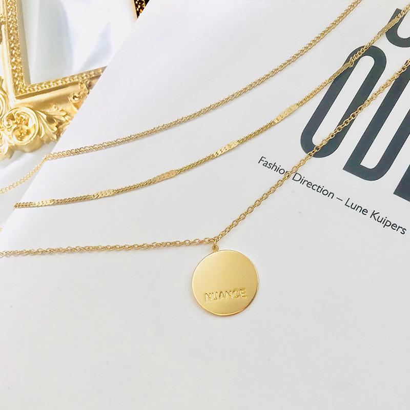 Layered Discs Pendant Link Chain Simple Necklace