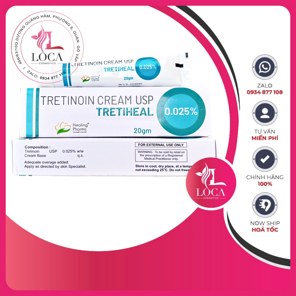 Tretinoin Tretiheal USP cream Ấn kem bôi mụn, trẻ hoá da