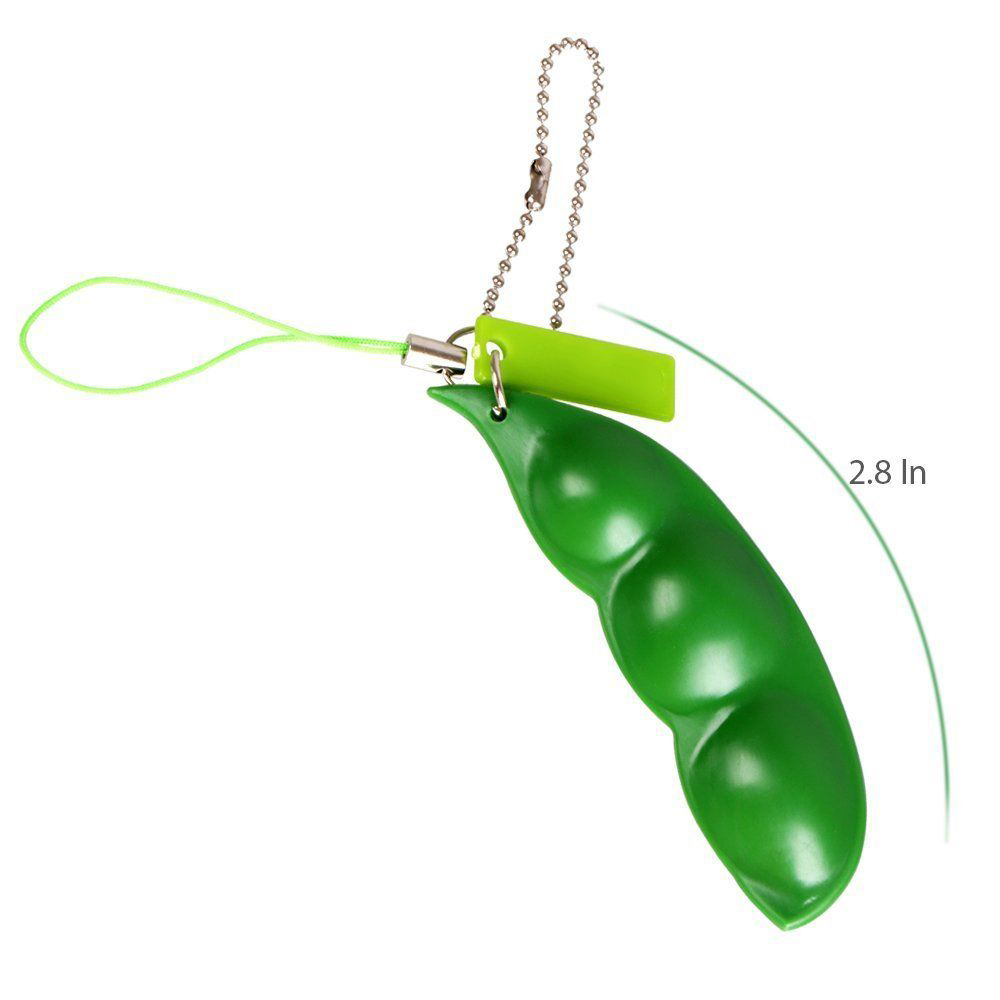 ❤LANSEL❤ Funny Squeeze Bean Trinkets Stress Relieve Key Chain Cute Extrusion Fidget Toy Soybean Green Phone Charm