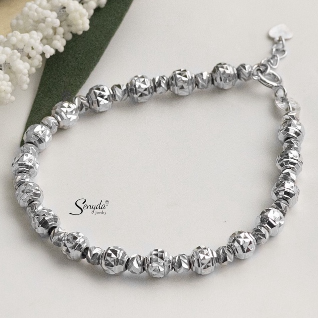 Lắc tay bạc SENYDA trái châu giác vừa (Kiểu giác giao ngẫu nhiên) LT035