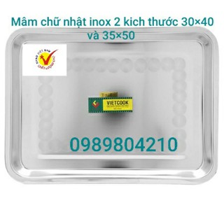 Mâm chữ nhật inox cao cấp Vietcook size 30× 40 ;35×50  ,hàng dày dặn chắc chắn loại 1
