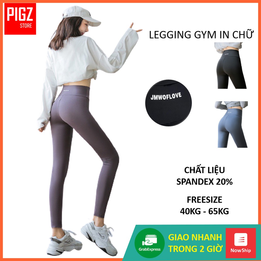 Quần Legging Nâng Mông in Chữ Cạp Cao QLG004 PigZStore.Quần Legging tập gyms chất poly thoáng mát mềm mịn