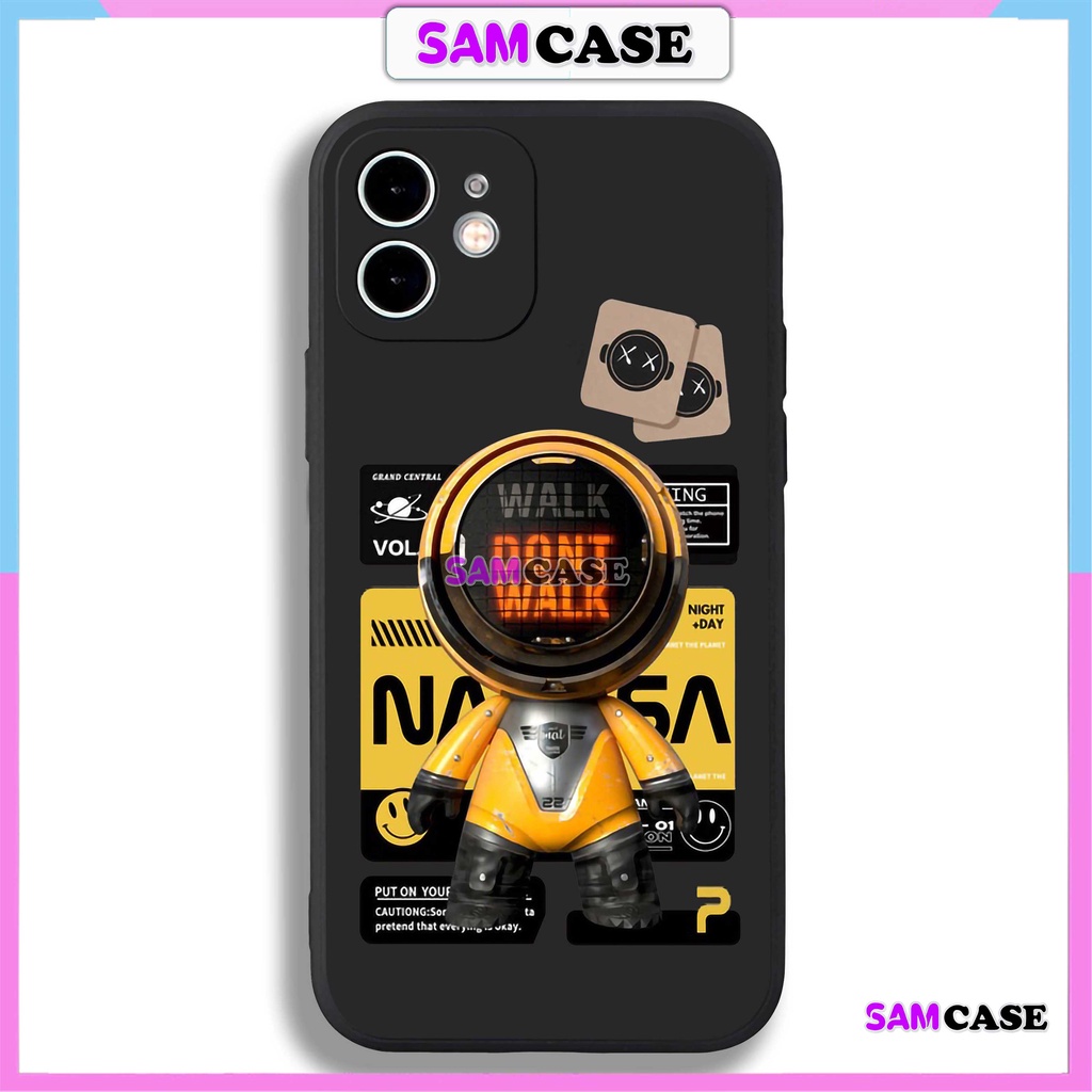 Ốp điện thoại in hình phi hành gia NASA cạnh viền vuông silicon mềm dẻo cho Ip 6/6s/7/8/X/XS/XR/11/12/13/14 pro plus max