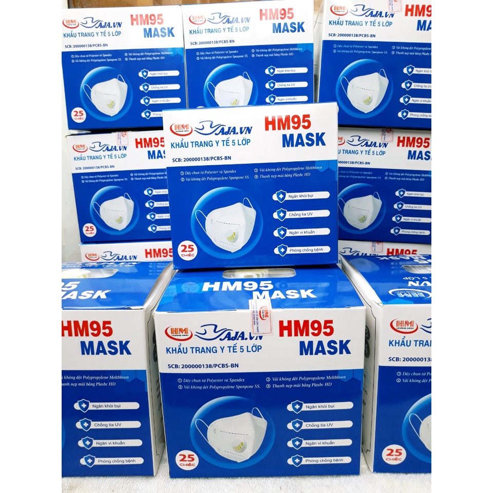 [HỎA TỐC] Khẩu Trang N95 HM95 Mask 5 Lớp CÓ VAN Chống Bụi Mịn PM2.5 Ôm Sát Có kẹp Kim Loại Chắc Chắn Ở Sống Mũi