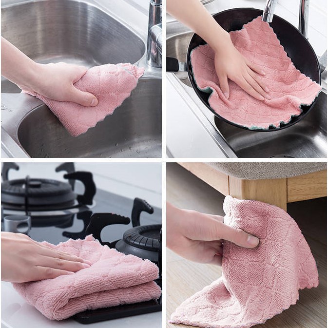 Combo 50 Khăn Lau Bếp Đa Năng Siêu Thấm Ziczac 2 Mặt Lau Tay, Lau Bàn Ghế Bát Đĩa Cốc Mềm Mại Sạch Sẽ Tiện Dụng