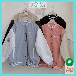 Áo khoác dù bomber jacket phong cách bóng chày hàn quốc 4S AKD04 BABGE chất nylon 2 lớp cao cấp rẻ đẹp